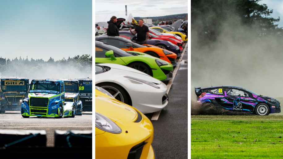 three images collage of cars