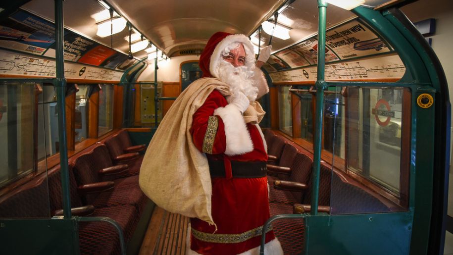father christmas on train