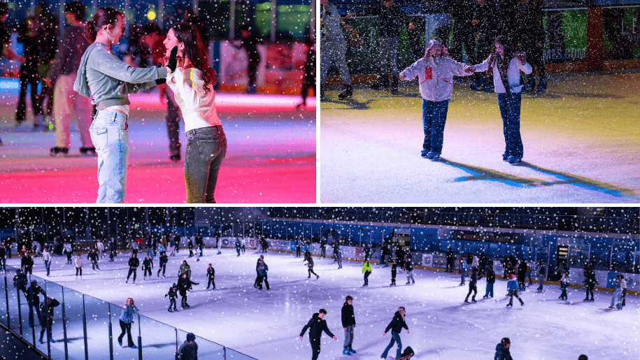 image collage of ice skating
