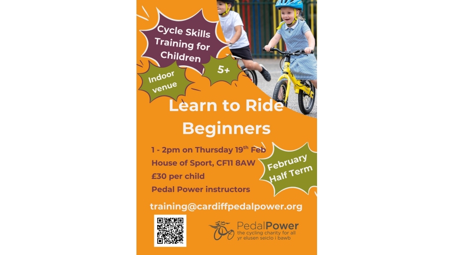 Orange poster advertising cycle skills training for beginners.
