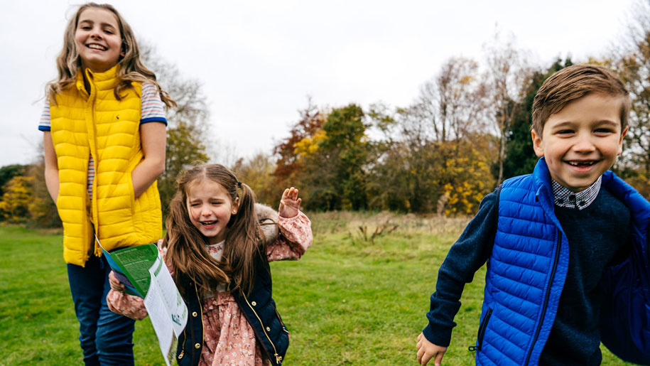 kids outside running