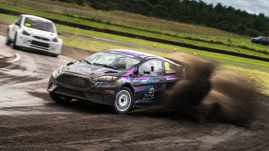Rallycross racing at Pembrey Circuit.