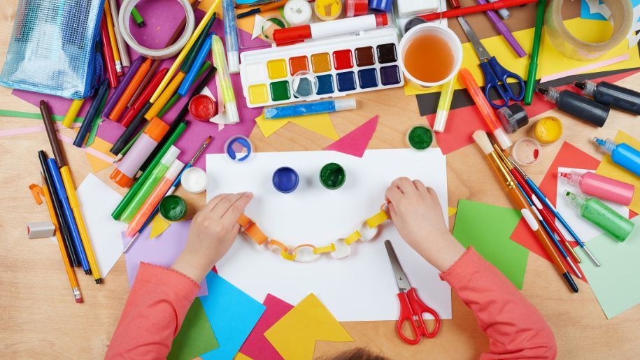 arts and crafts all over table