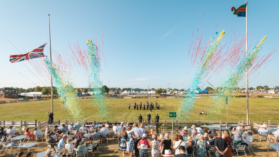 Crowds watching the closing ceremony in the arena at The Lincolnshire Show.