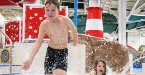 kids running in water