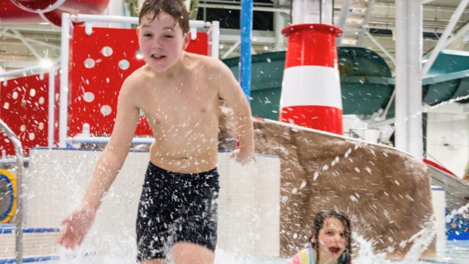 kids running in water