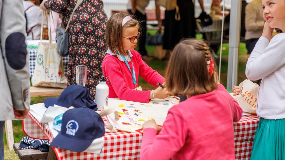 Children at the craft table on a family raceday at Ascot.