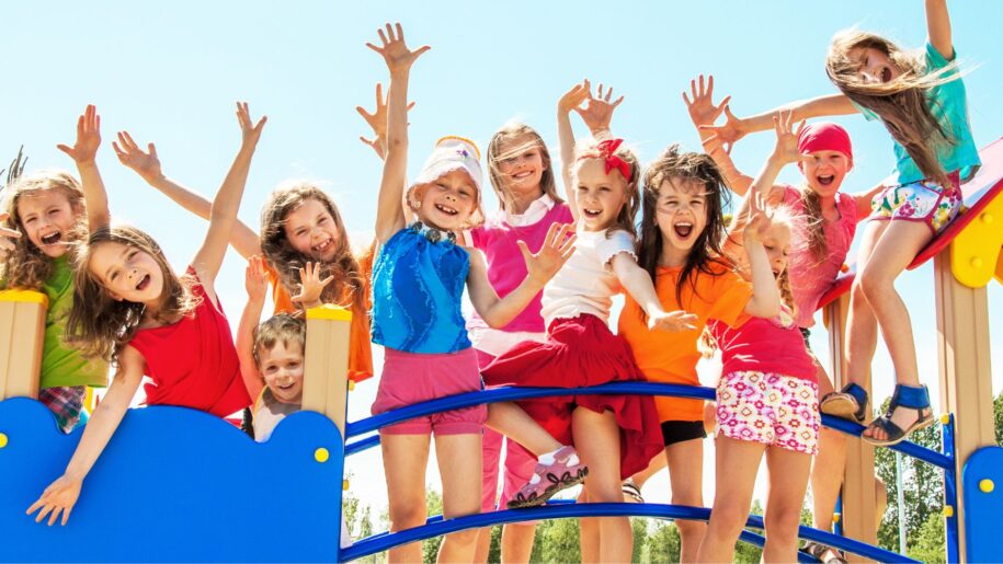 kids on bridge in swimming pool