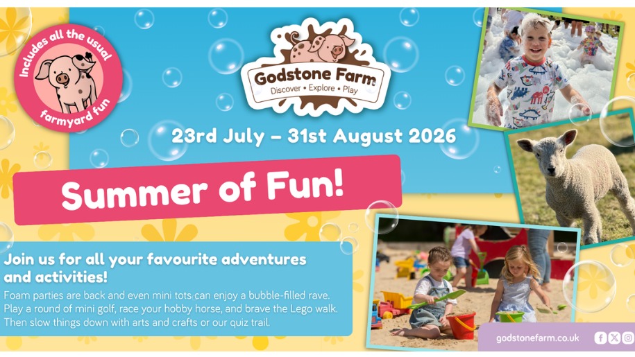 Poster advertising the Summer of Fun event at Godstone Farm.
