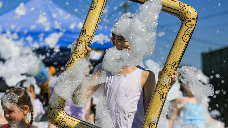 Summer foam party at PLAY@ Lower Drayton Farm.