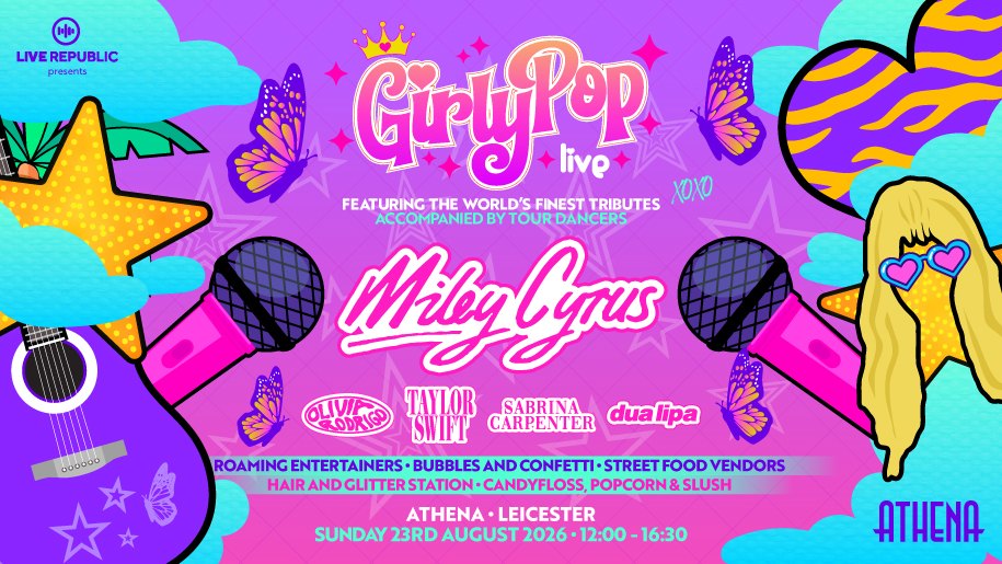Promotional poster for GirlyPop Live at the Athena, Leicester.