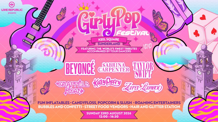 Promotional poster for Girlypop Festival at Keel Square, Sunderland.