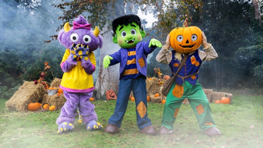 Three scary Halloween characters in fancy dress.