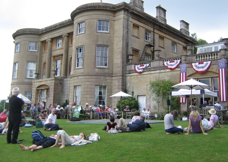 Visitors on the lawns of the American Museum in Bath.